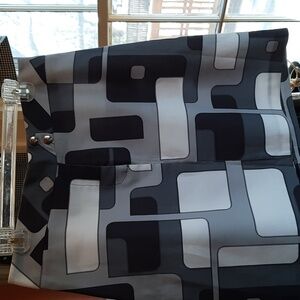 Vintage ABS Allen Schwartz Geometric Skirt Sz 12 Blk/Gray/White